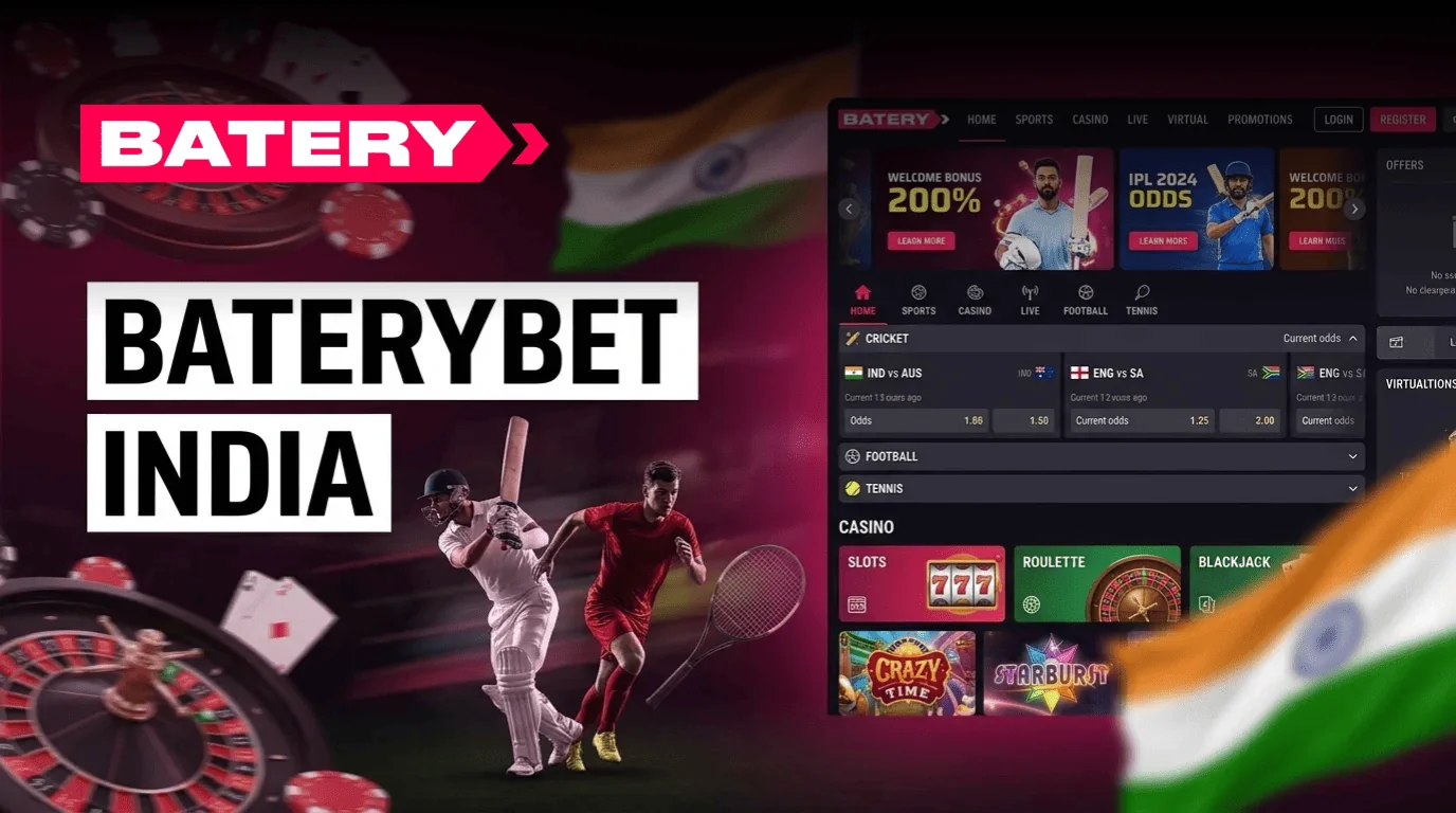 BateryBet website in India with bonuses and casino games for players